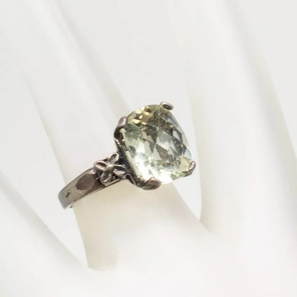 Vtg 50’s HAILPARN & CO., H. 4ct Natural Green Amethyst 10KH Ring - Picture 5 of 10